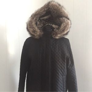 Burberry Quilted Bomber with Fur Trim Hood